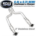 2015-2021 6.4L 6.2L HEMI Challenger and Charger Mid Pipes by Stainless Works - With Cats