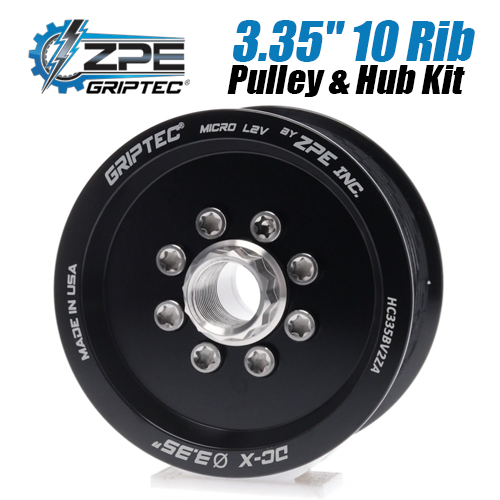 3.35-inch 10 Rib ZPE GripTec 2pc HellCat L2V Black Pulley & Hub Kit by ZPE GripTec